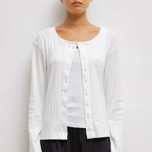 LESET White Pointelle Cotton Cardigan, Sz M.